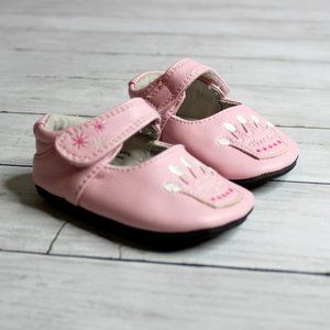 Jack & Lily Baby Girl's Pink Leather Crib Shoes Size 6-12 Months Princess